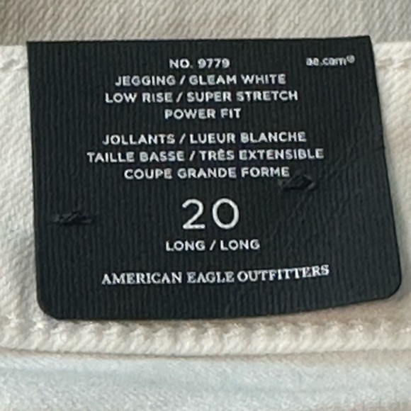 American Eagle White Power Fit Super Stretch Jeggings Low Rise Jeans 20 Long New - Picture 5 of 8